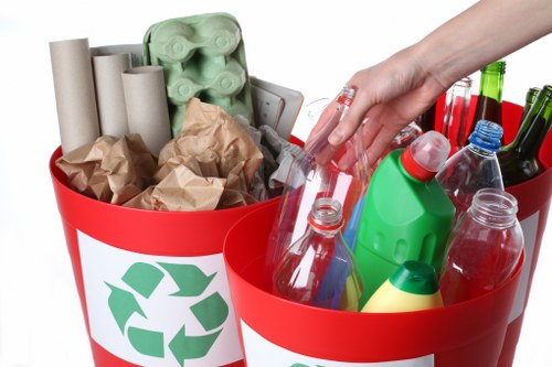 Various types of construction waste in a skip